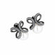 Black Plated Bow Design American Diamond Pearl Stud Earrings