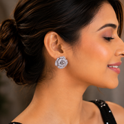Imperial Crystal Floral Studs in Rhodium