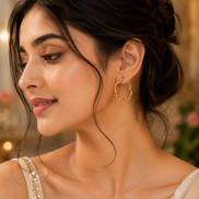 Classic Golden Plated Half Bamboo Hoops Studs