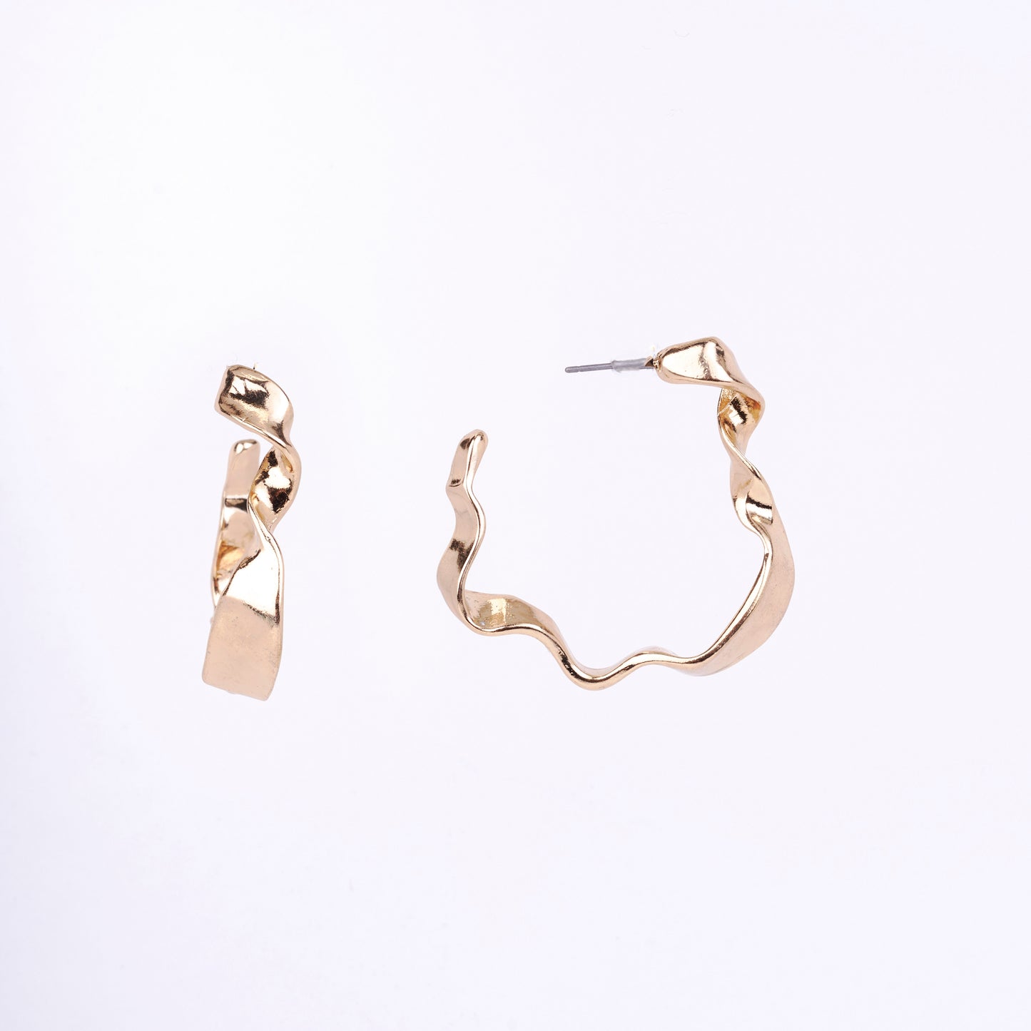 Classic Golden Plated Half Bamboo Hoops Studs