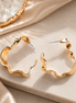 Classic Golden Plated Half Bamboo Hoops Studs
