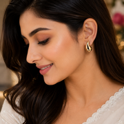 Elegance Round Hoop Gold Plated Studs
