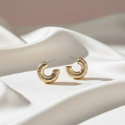 Sinuous Spiral Hoops Gold Plated Studs