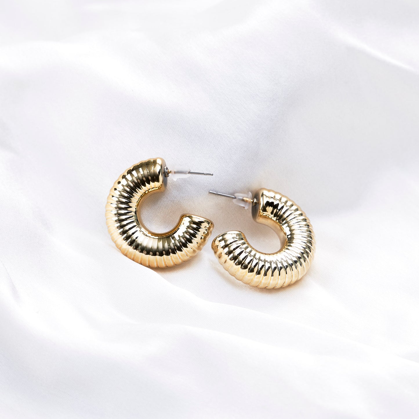 Sinuous Spiral Hoops Gold Plated Studs