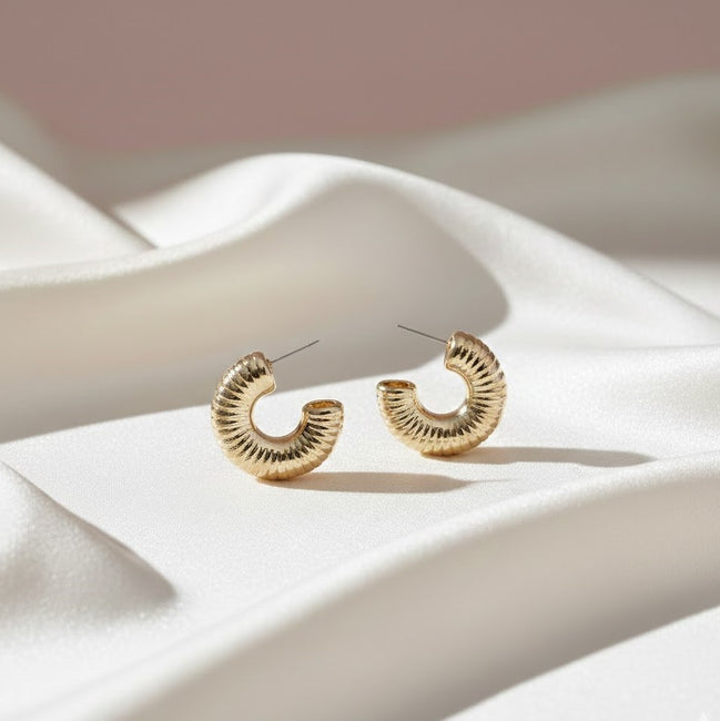 Sinuous Spiral Hoops Gold Plated Studs