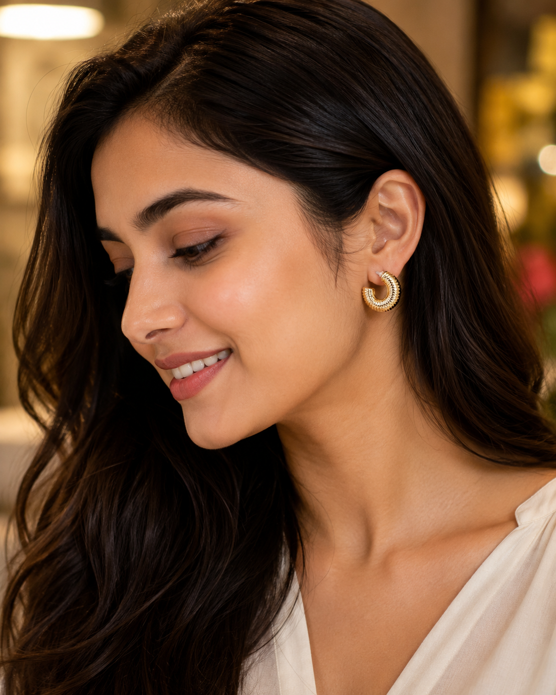 Sinuous Spiral Hoops Gold Plated Studs