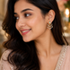 Mehendi Plated American Diamond Pearl Fan Stud Earrings