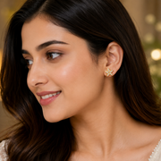 Gold Plated Floral American Diamond Stud Earrings