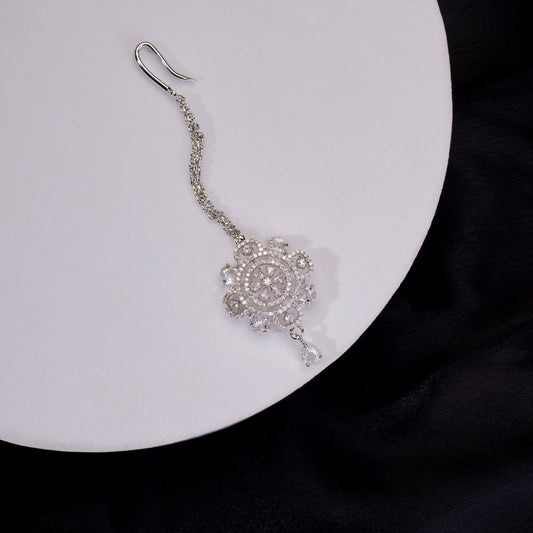 Floret Enchanted Rhodium Plated Maang Tika