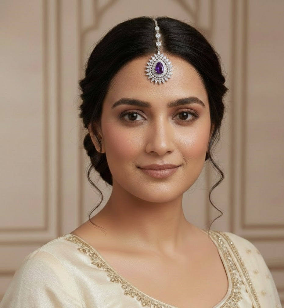 Rhodium Plated Divine Droplet Traditional Maang Tikka