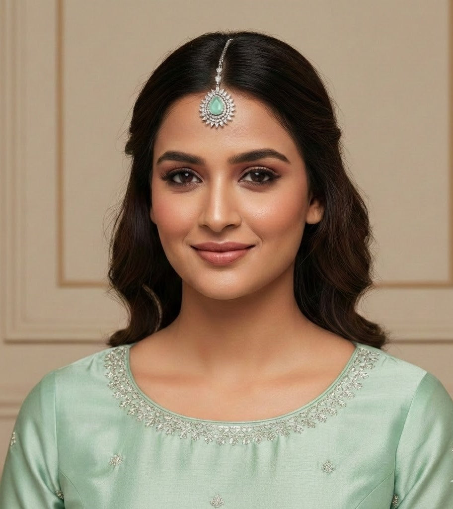 Rhodium Plated Divine Droplet Traditional Maang Tikka