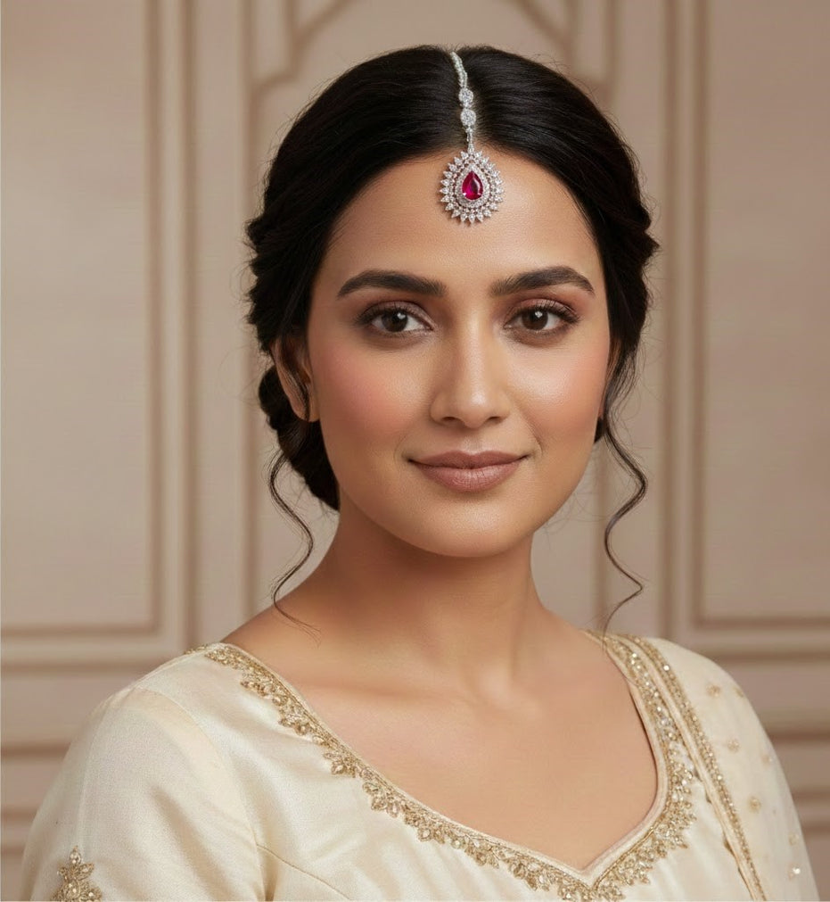 Rhodium Plated Divine Droplet Traditional Maang Tikka
