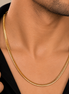 Gold Plated Men's Snake Chain Necklace with Sleek Textured Pattern