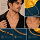 Gold Plated Men's Snake Chain Necklace with Sleek Textured Pattern
