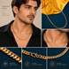 Men's Gold Plated Curb Chain Necklace with Interlocking Link Pattern