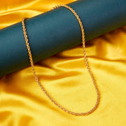 Men's Gold Plated Rope Chain Necklace with Twisted Link Pattern