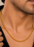 Men's Gold Plated Rope Chain Necklace with Twisted Link Pattern