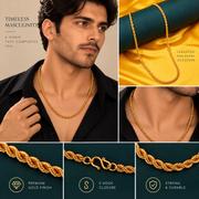 Men's Gold Plated Rope Chain Necklace with Twisted Link Pattern