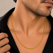 Men's Gold Plated Link Chain Necklace with Classic Round Link Pattern