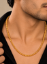Men's Gold Plated Floral Link Chain Necklace with Elegant Pattern