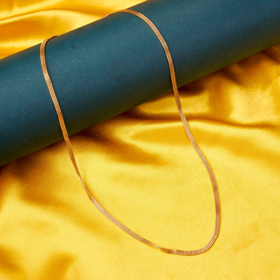 Men's Gold Plated Mesh Chain Necklace with Sleek Woven Link Pattern