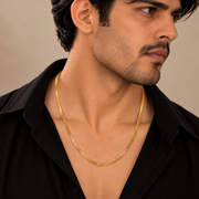 Men's Gold Plated Mesh Chain Necklace with Sleek Woven Link Pattern