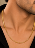 Men's Gold Plated Mesh Chain Necklace with Sleek Woven Link Pattern