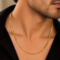 Men's Gold Plated Mesh Chain Necklace with Sleek Woven Link Pattern