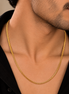 Men's Gold Plated Snake Chain Necklace | Sleek Textured Chain for Daily & Casual Wear