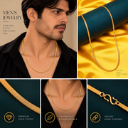 Men's Gold Plated Snake Chain Necklace | Sleek Textured Chain for Daily & Casual Wear