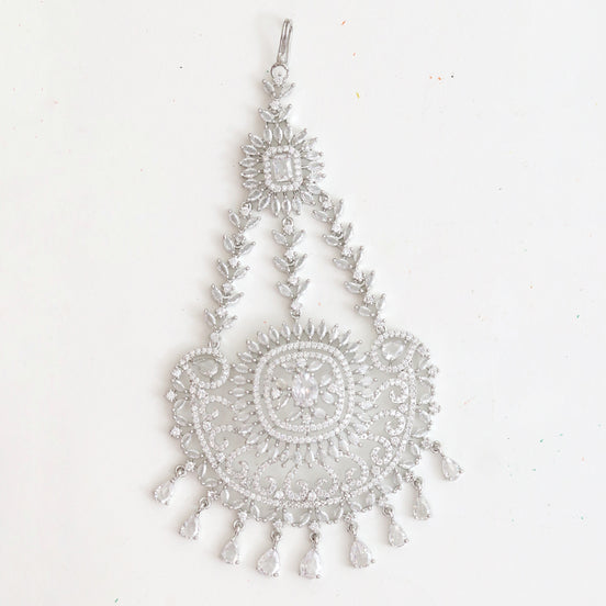 Rhodium Plated White American Diamond Bridal Passa