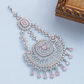 Rhodium Plated Mint Pink American Diamond Bridal Passa