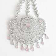 Rhodium Plated Mint Pink American Diamond Bridal Passa