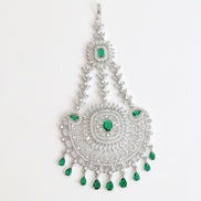 Rhodium Plated Crystal Green American Diamond Bridal Passa