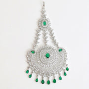 Rhodium Plated Crystal Green American Diamond Bridal Passa