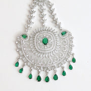 Rhodium Plated Crystal Green American Diamond Bridal Passa