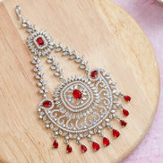 Rhodium Plated Ruby Red American Diamond Bridal Passa