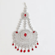 Rhodium Plated Ruby Red American Diamond Bridal Passa