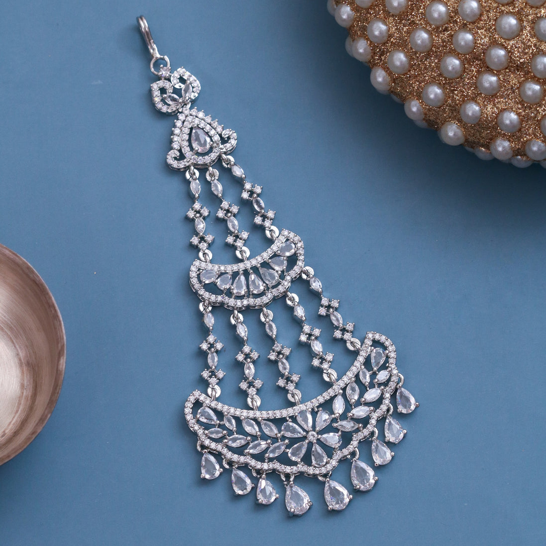 Traditional CZ White Stone Studded Bridal Passa