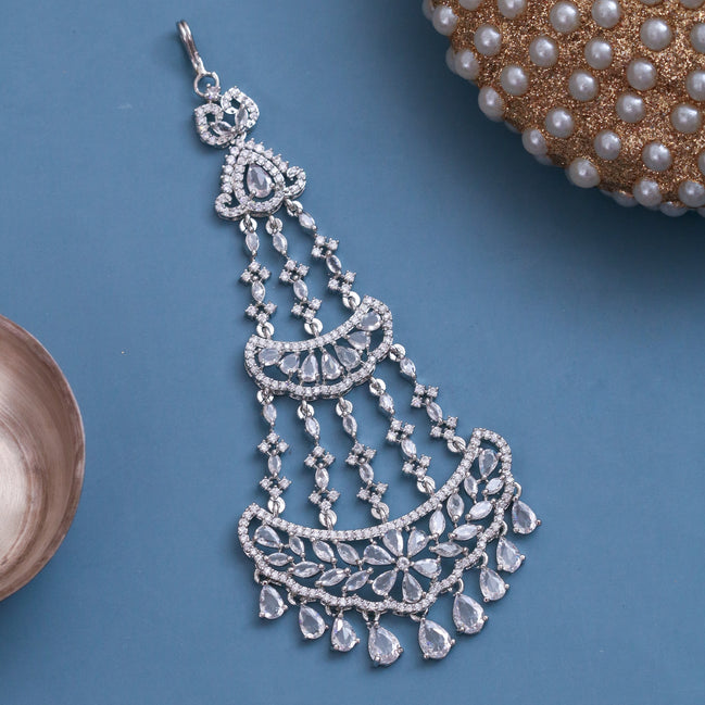 Traditional CZ White Stone Studded Bridal Passa