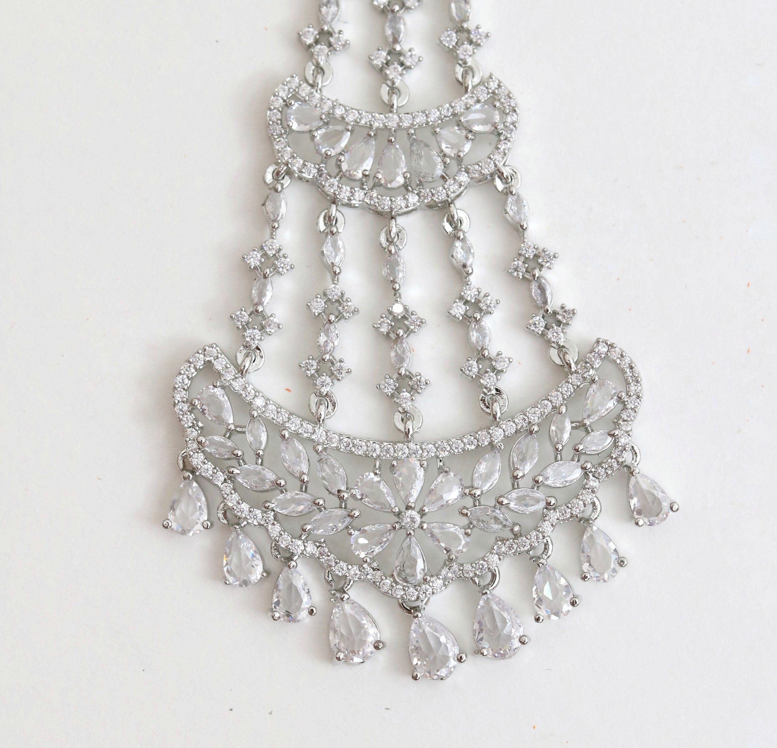 Traditional CZ White Stone Studded Bridal Passa