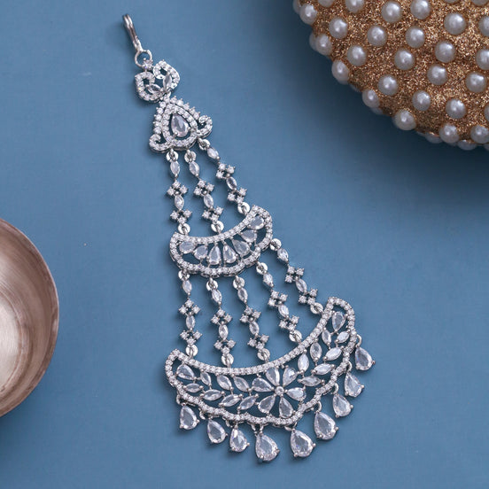 Traditional CZ White Stone Studded Bridal Passa