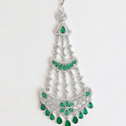 Traditional CZ Crystal Green Stone Studded Bridal Passa