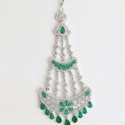 Traditional CZ Crystal Green Stone Studded Bridal Passa