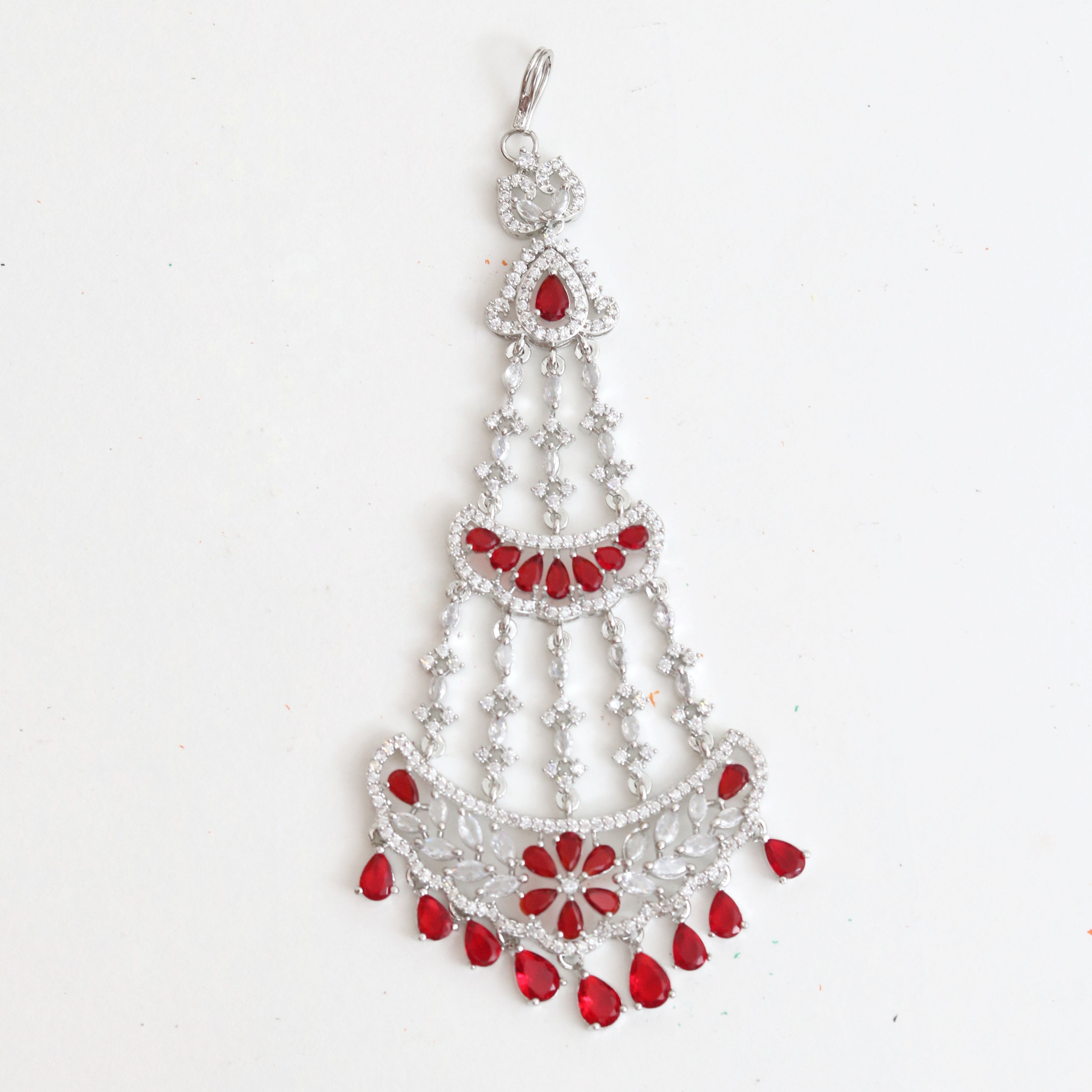Traditional CZ Ruby Red Studded Bridal Passa