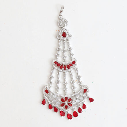 Traditional CZ Ruby Red Studded Bridal Passa