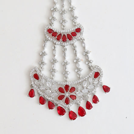 Traditional CZ Ruby Red Studded Bridal Passa