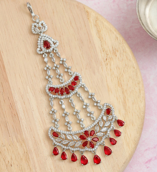 Traditional CZ Ruby Red Studded Bridal Passa