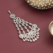 Rhodium-Plated American Diamond Cascading Bridal Passa