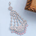 Rhodium-Plated American Diamond Cascading Maang Tikka